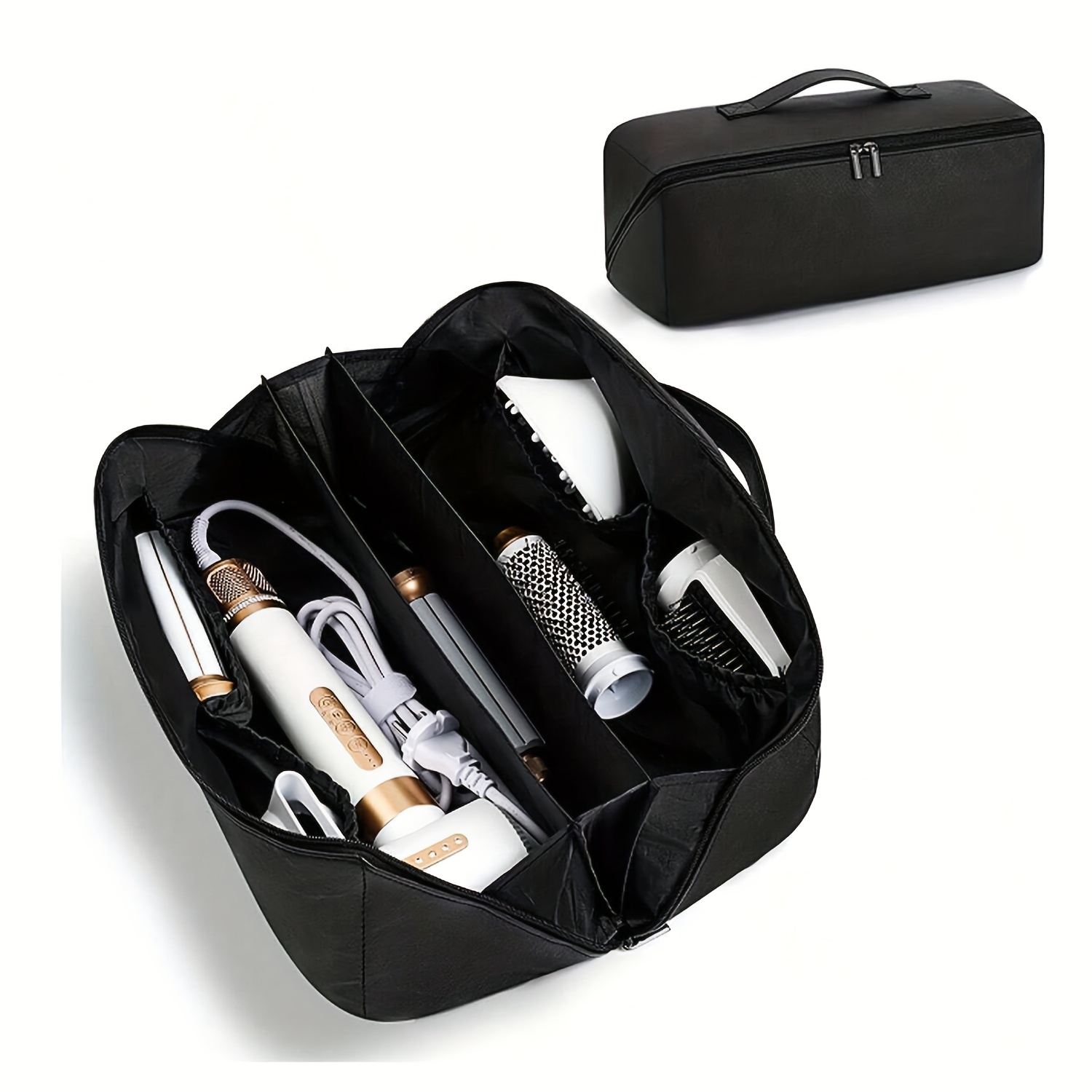 Image of 1pc Hair Tools Travel Bag, Travel Case, Portable Open Flat Travel Bag/hairdryer Makeup Bag Makeup Bags Make Up Organizer Make Up Pouch Mother's Day Gift Gift For Family Back To School(bag Only).