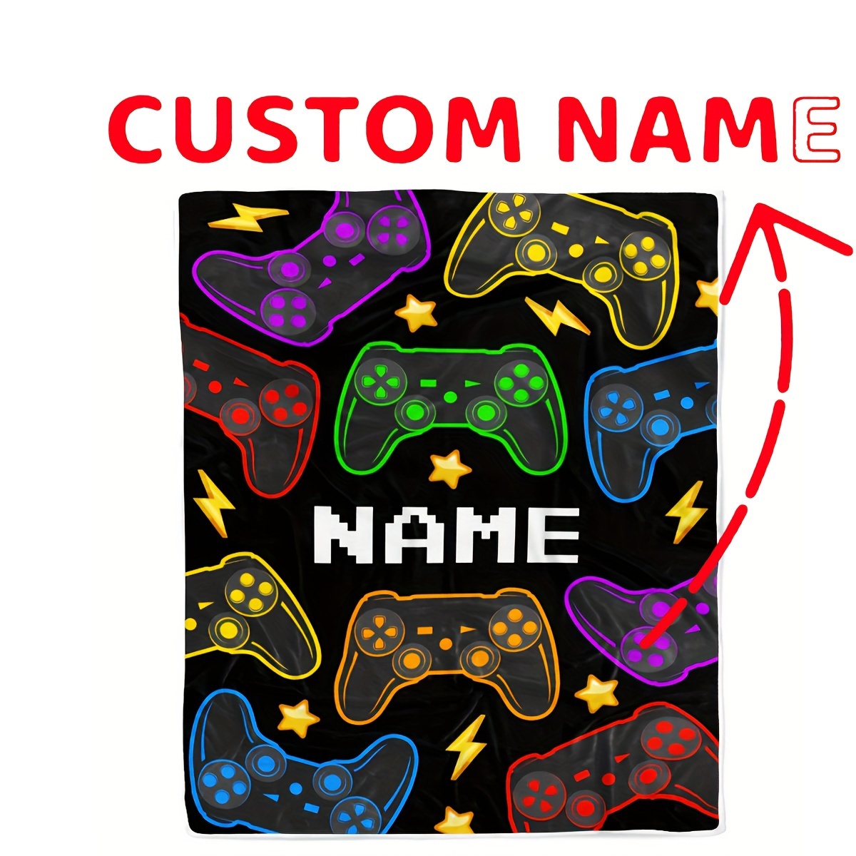 

Customizable Gaming Controller Themed Blanket - Perfect For Gamers And ! - Machine Washable - Available In Various Sizes