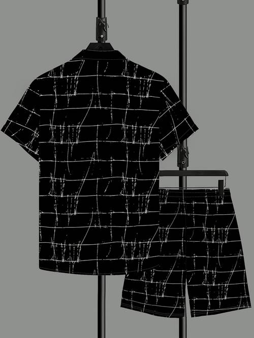 summer mens shirt set featuring a stylish color with irregular a versatile 2pcs set of mens outdoor short sleeved shirt and shorts
