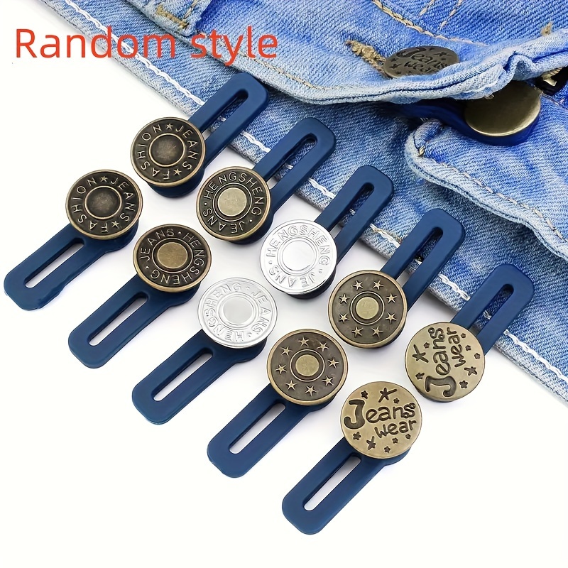 

5pcs Adjustable Jean Waist Extenders - No-sew, Detachable Denim Button Expanders For