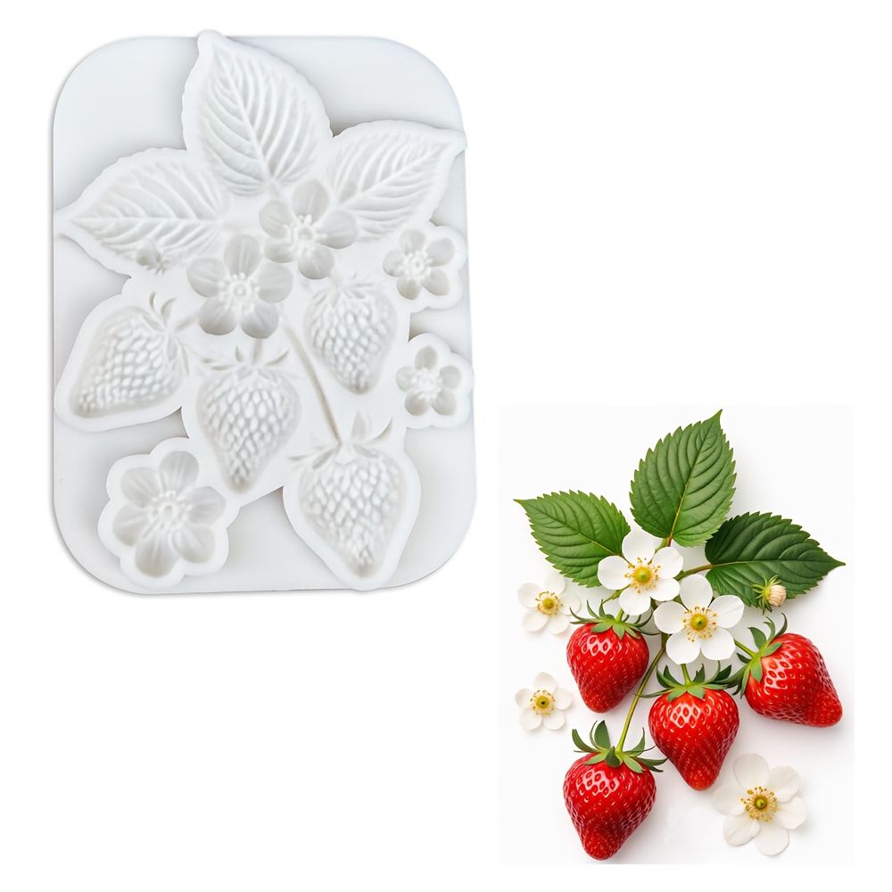 Image of 1pc Strawberry Flower Silicone Resin Mold - Heat , Suitable For Baking, Gum Paste, Fondant, Clay Art, And Diy Crafts | Shape | Intricate Pattern, Strawberry Themed Items
