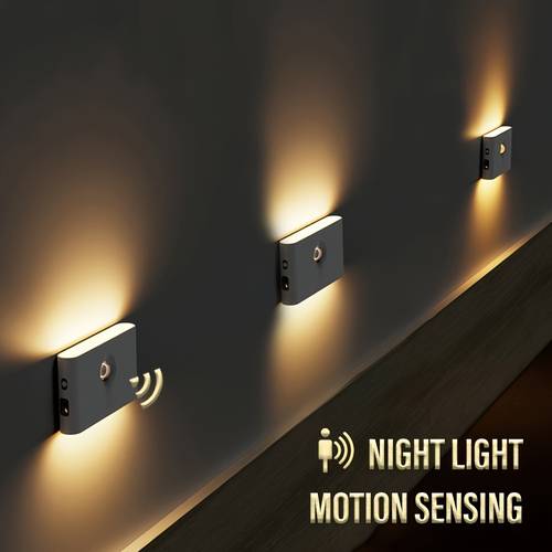 led smart sensor night light usb rechargeable sensor wall light with motion sensor for bedroom hallway cabinet kitchen curtains