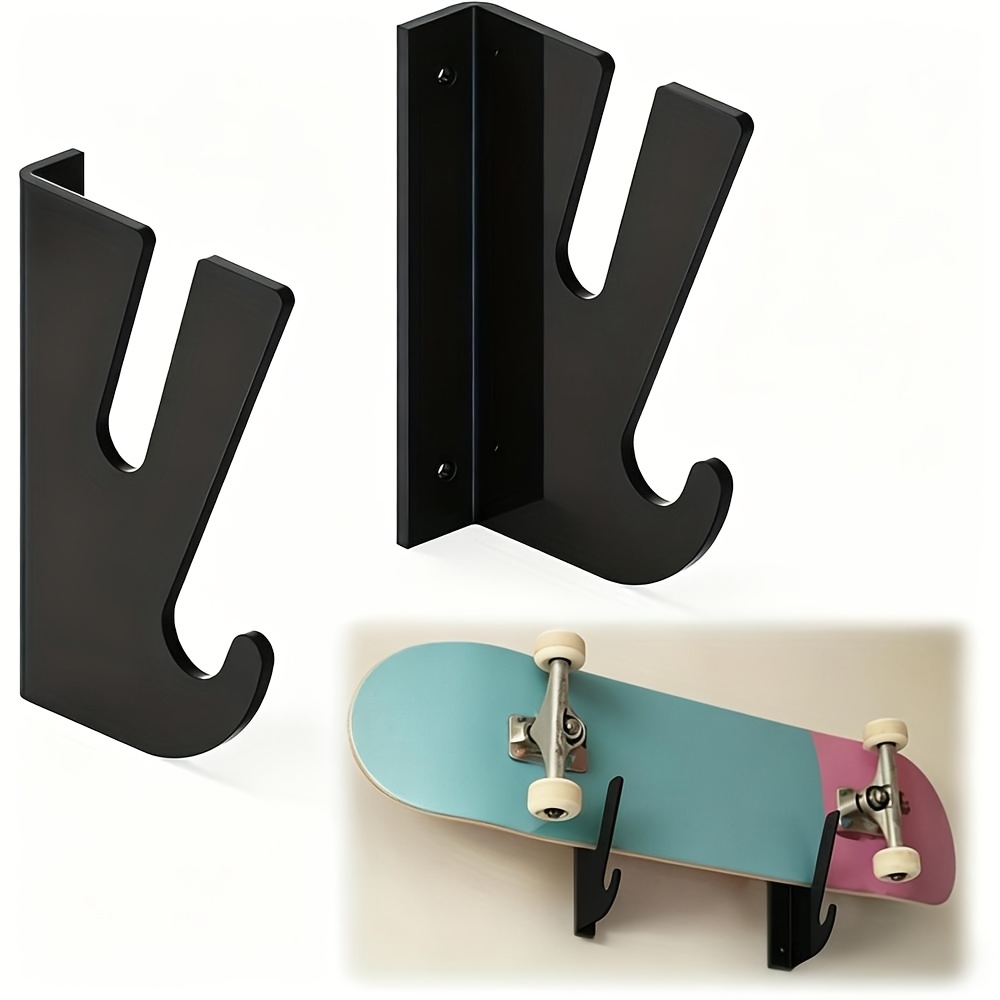 TEMU 2-in-1 Skateboard Wall Hanger With Hook | Display Your Deck And Hang Bags/keys, Cool Room Decor For Skate Lovers, Skateboard Wall Mount Hanger |