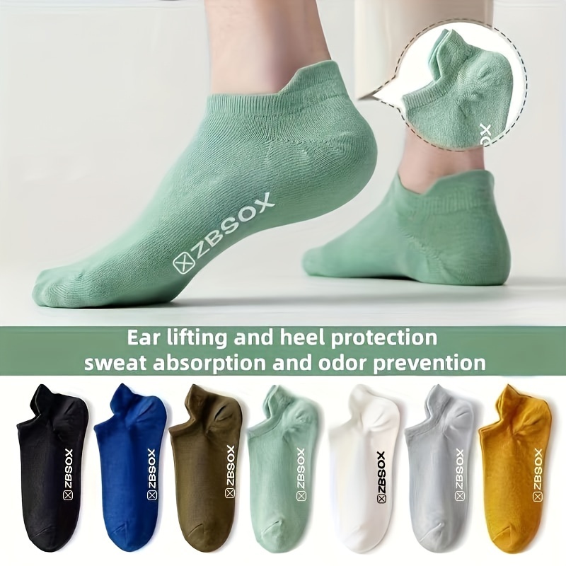 

7 Pairs Of Men's Simple Cotton Blend Low Cut Ankle Socks, Anti Odor & Sweat Absorption Breathable Socks, For Spring And Summer