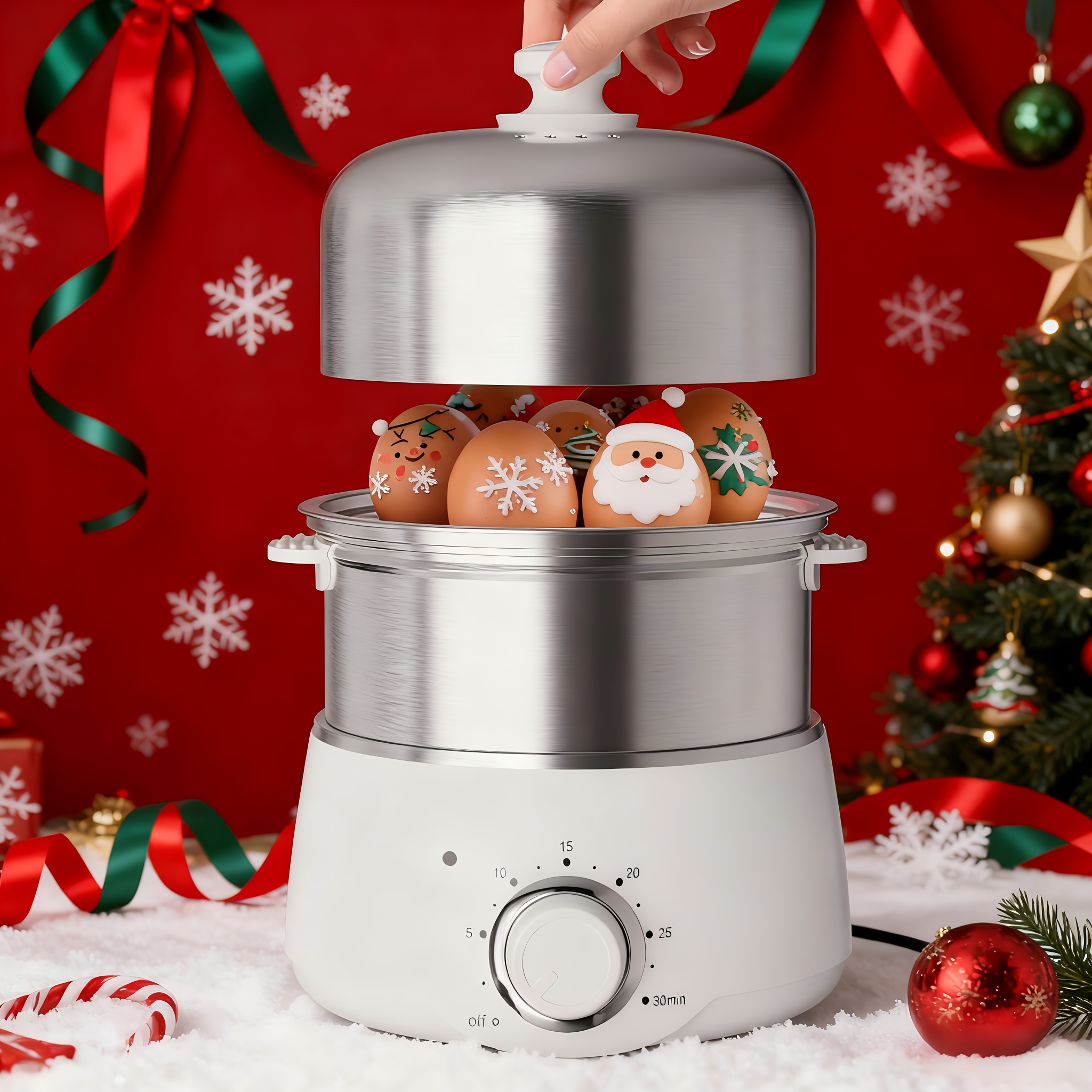 TEMU Egg Cooker With Timer - 14 Egg Capacity Electric Steamer For Hard Soft Boiled, Poached, Eggs & Omelets, Auto Shut Off, Christmas Gift
