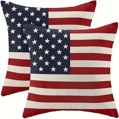 18x18 set of 2 american flag decorations throw pillow covers farmhouse for couch sofa outdoor decor