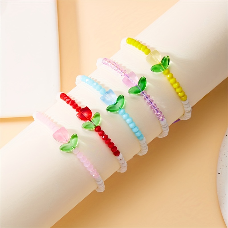 

5pcs/set Beads Handmade Translucent Charm Bracelet, Best Gifts And Sisters