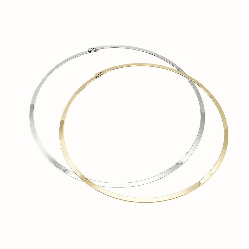 TEMU 2pcs 2 Colors Choker Necklaces Stainless Steel Wire Wrap Collars Necklaces Metal Plain Chocers Collar Necklace For Women Open Choker Necklace