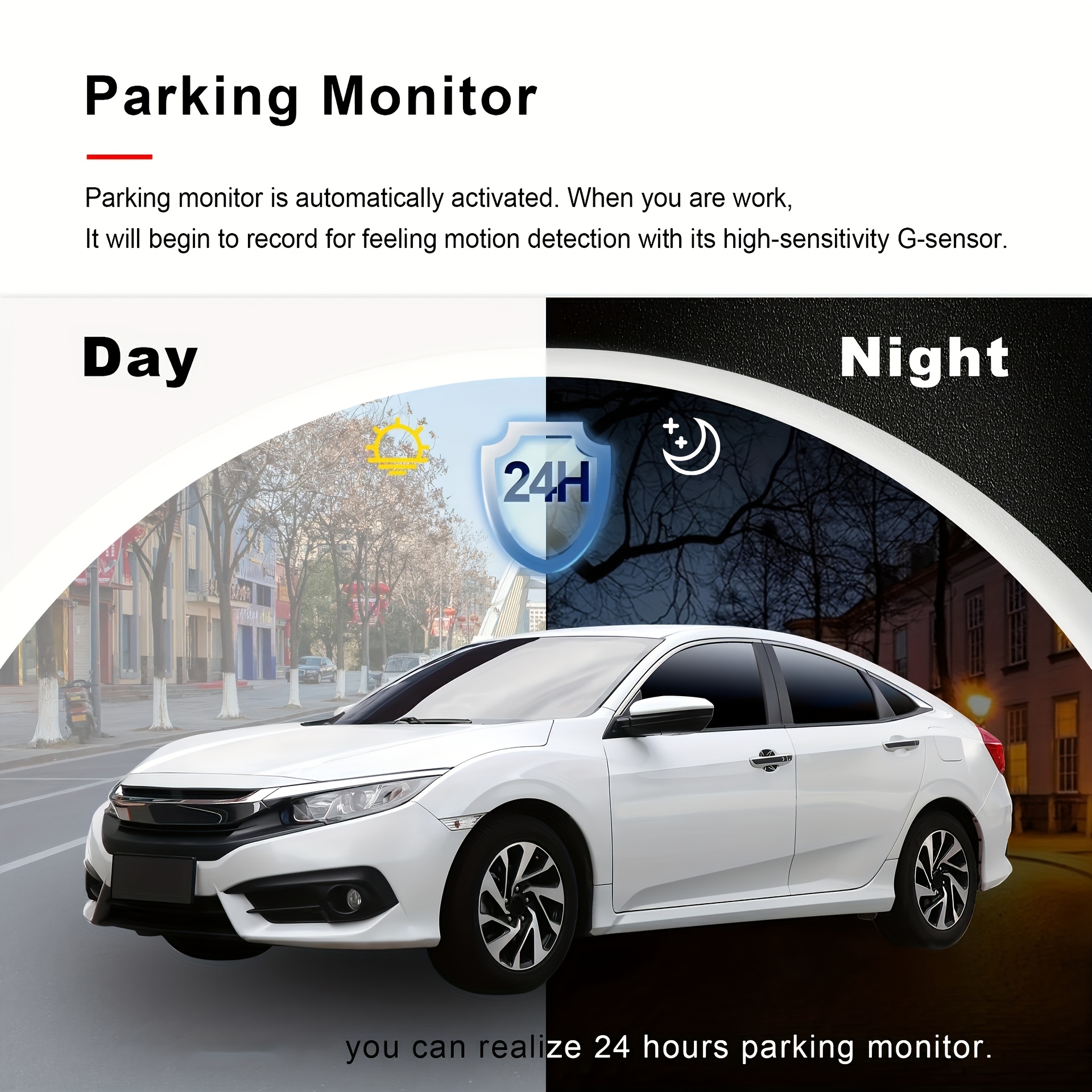 Dual Dash Cam with 1080P Front and 720P Interior, Night Vision