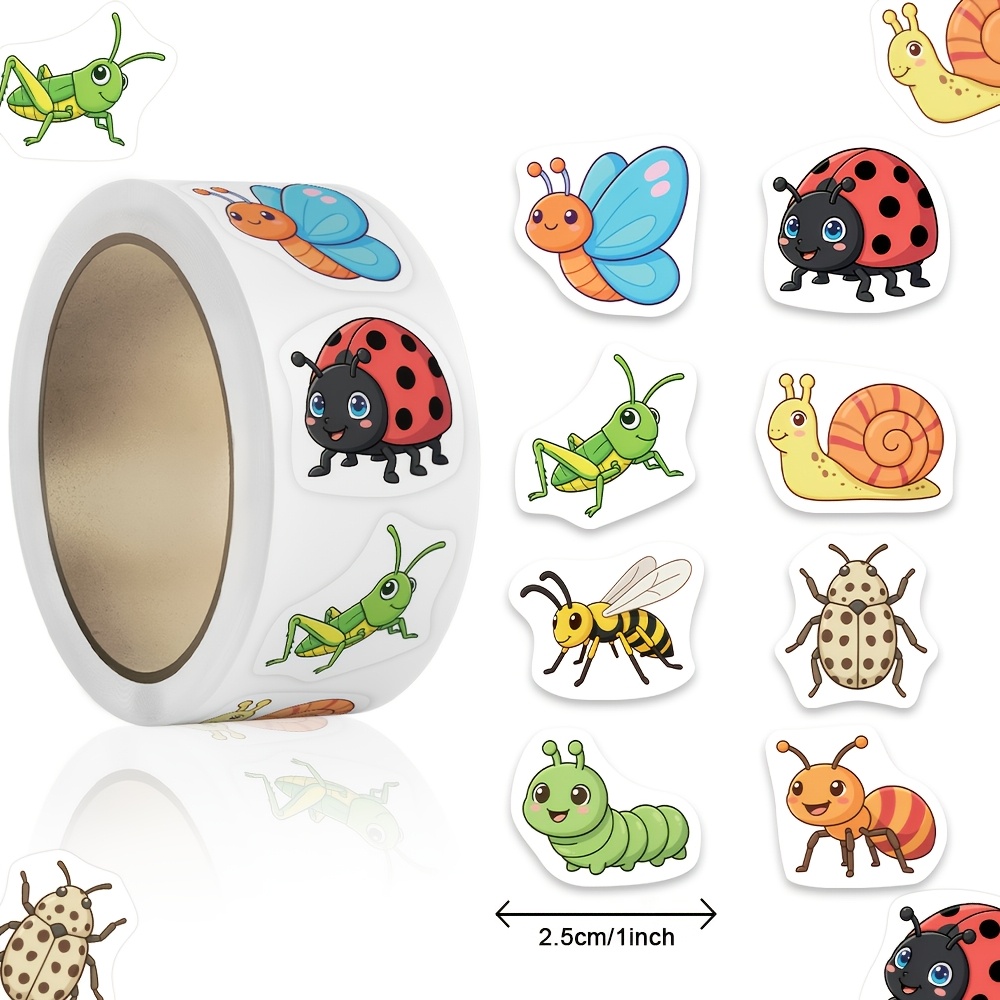 TEMU Reel, 500 Sheets/reel Laser Transfer Stickers, Insect Theme, Bees, Caterpillars, Ladybugs, Snails, Butterflies, Grasshoppers, Suitable For ,