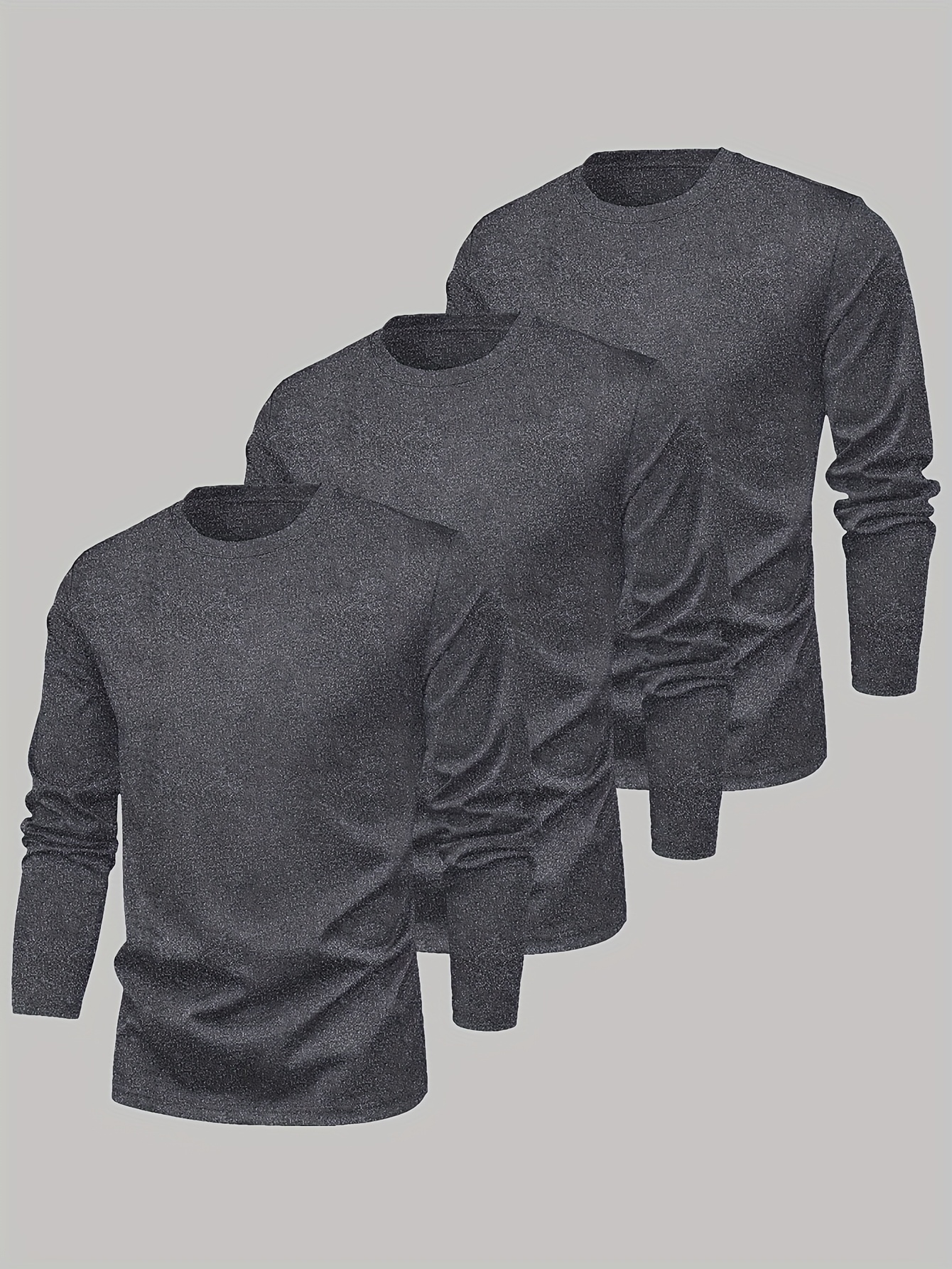 men's plus size black long sleeve crew neck t shirts soft Temu