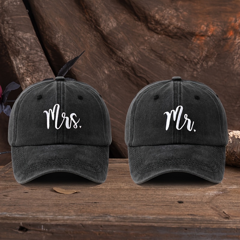 E-shop 2er-Set Baseballkappen mit Buchstabenstickerei für Paare, Hochwertig, Klassisch Gewaschenes Vintage-Snapback Design, Weich und Bequem,