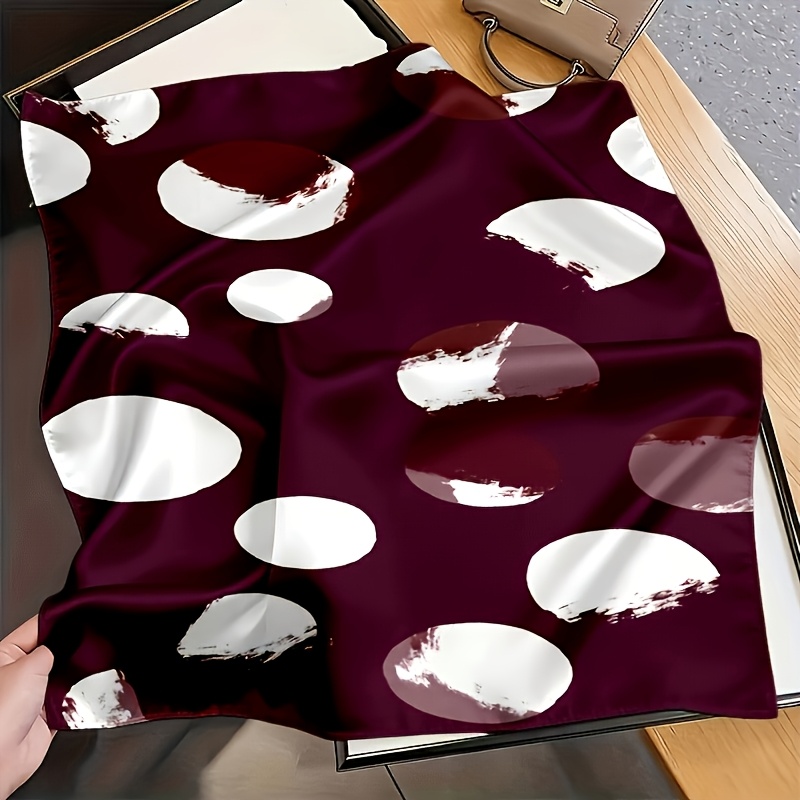 Burgundy Abstract Pattern Small Square Scarf for Women