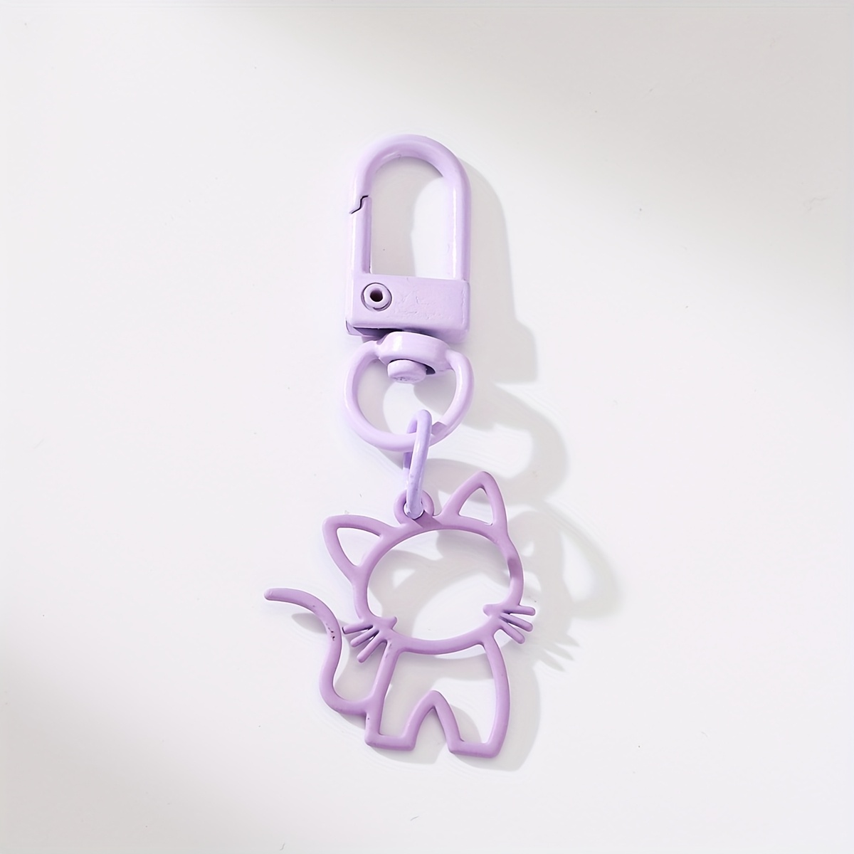TEMU 1pc Llavero de Gato Lindo con Diseño Hueco - Adorno para Llaves y Mochila de Aleación, Anillo de Gato Colorido para Regalo del Día de San