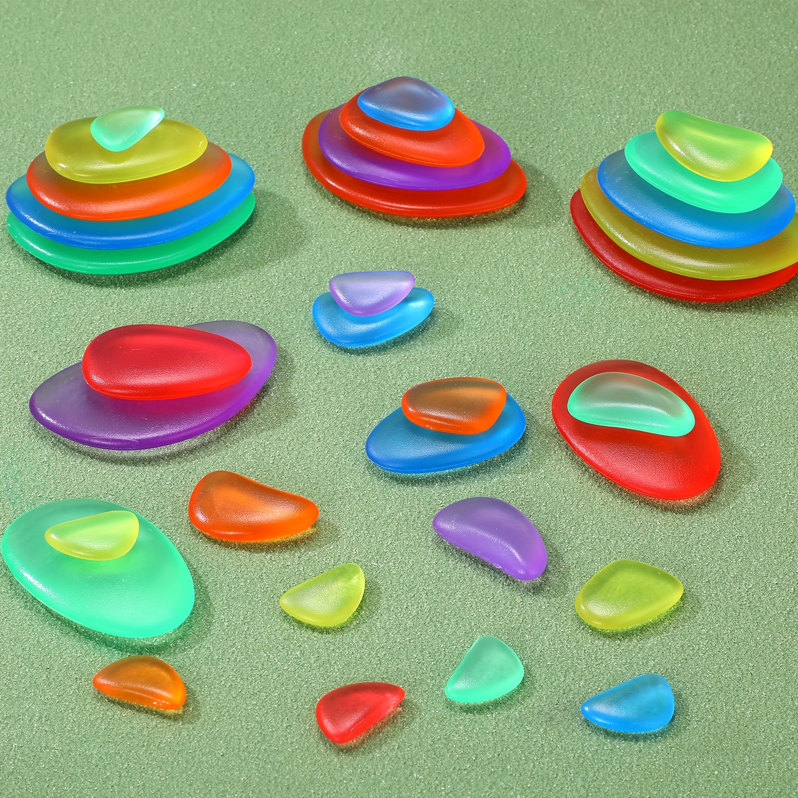 144pcs Rainbow Stacking Stones Colorful Pebbles Sorting And Stacking Stones Light Table Accessories Manipulatives Educational 6 Colors