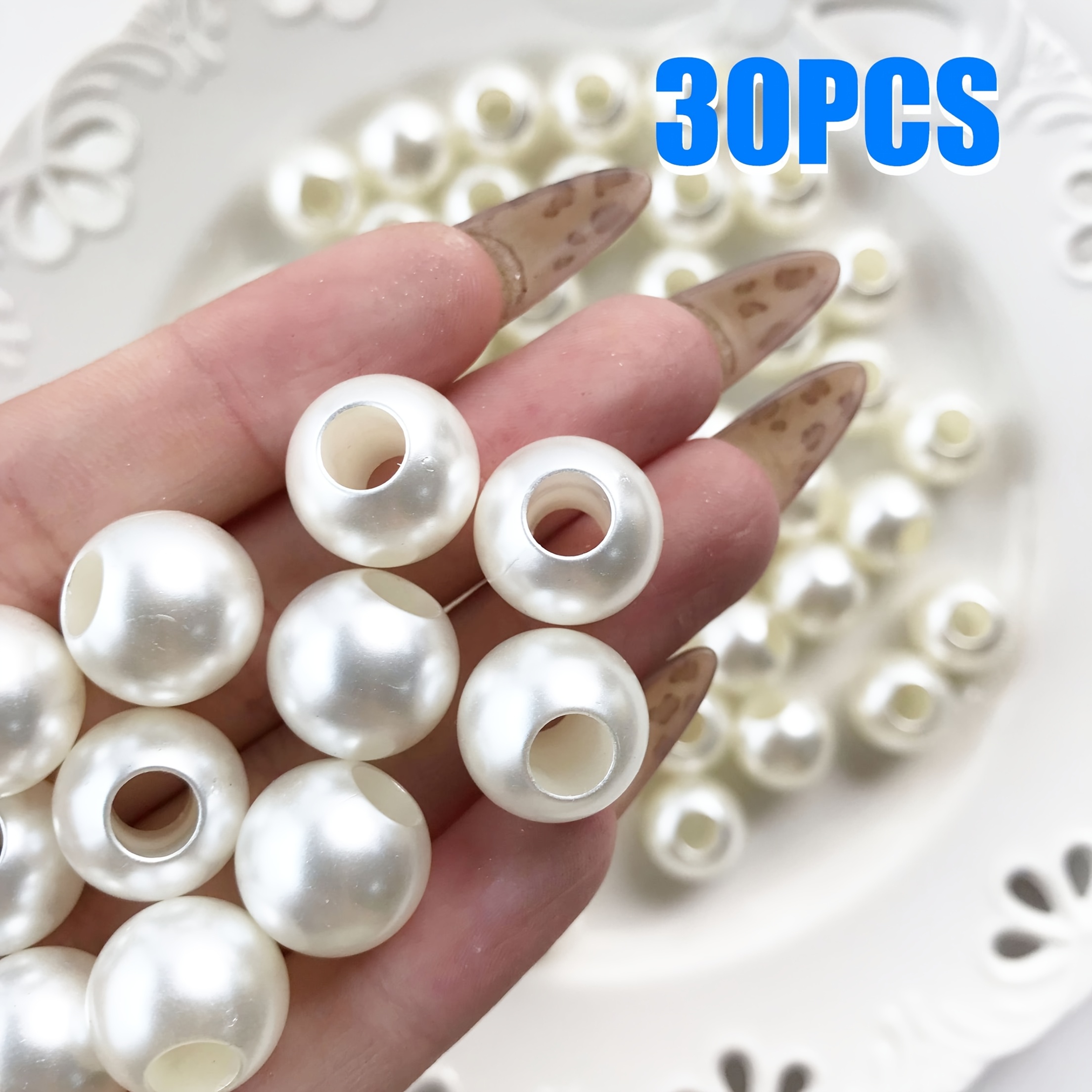 Beads & Bead Assortments 30pcs Large Hole Round Beads For Bracelet, Necklace, And Jewelry Making