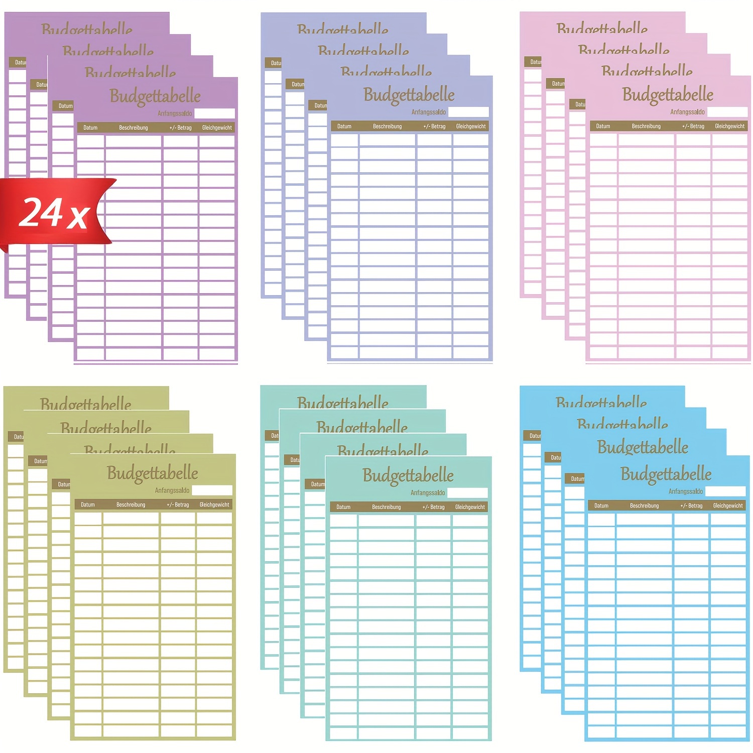 

24pcs, A6 Budget Planner German - Budget Sheets For A6 Binder - Cost - Expense Sheets - Insert Paper For Binder Notebook Ring Binders - Idea Gifts For Christmas