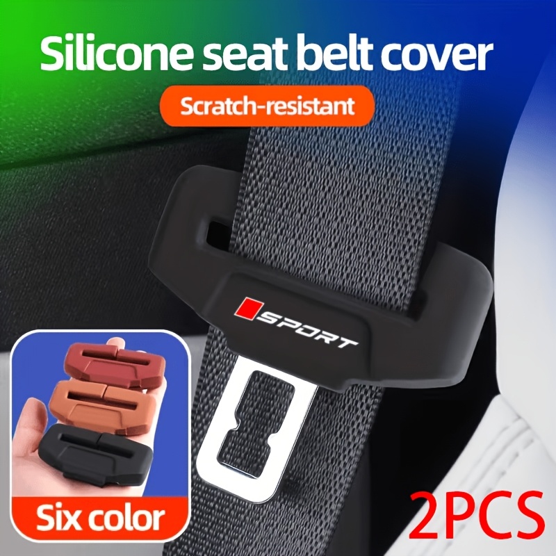 2pcs Car Seat Belt Protection Covers - Red Square , Heavy-duty Silicone Noise-proof, Scratch-resistant And Wear-resistant, Suitable For Most Vehicles (trucks, Suvs)