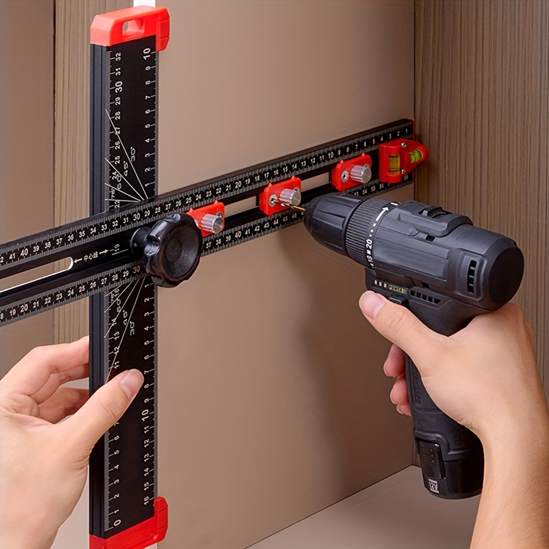1  in 1 drilling positioning ruler combination angle ruler t shaped ruler cabinet hardware jig drawer installation woodworking