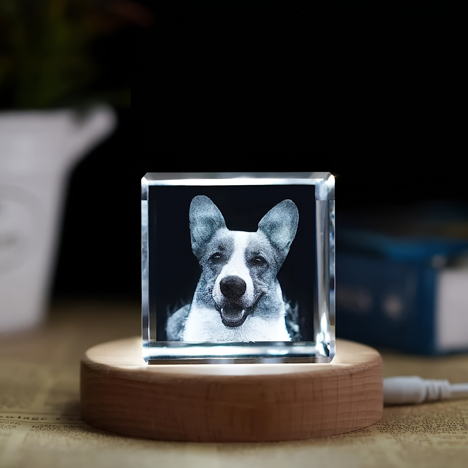 TEMU Customized Portrait, Personalized 2d Crystal Photo Cube, Pet Loss Gift, Dog Portrait Custom, Christmas, New Year, Wedding, Anniversary, Birthday, Couples Gift (no Battery, No Base)