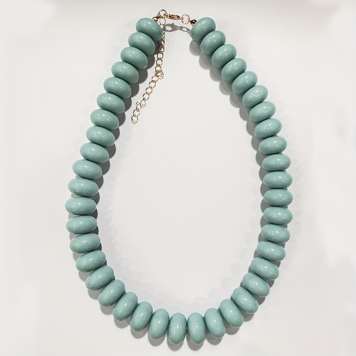 TEMU 1pc Collier de femmes à perles plates géométriques en plastique de style bohème occidental à enfilement à , cadeau , utilisation quotidienne