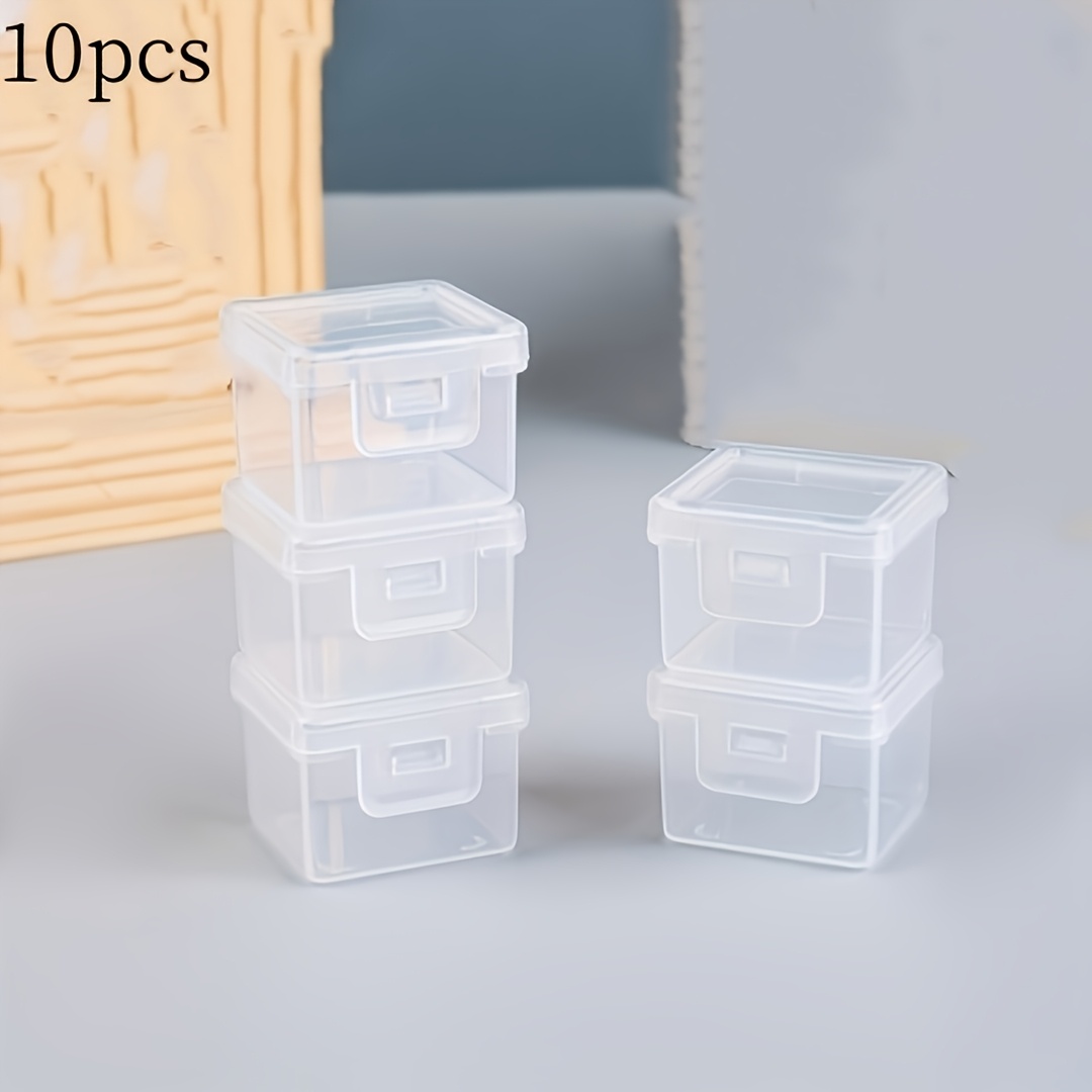 10pcs Set Of Transparent Plastic Boxes. Can Hold Screws, Nails, Small Parts, Creative Candy Boxes. Square Mini Storage Boxes. Can Hold Jewelry, Dust-proof Pp Boxes