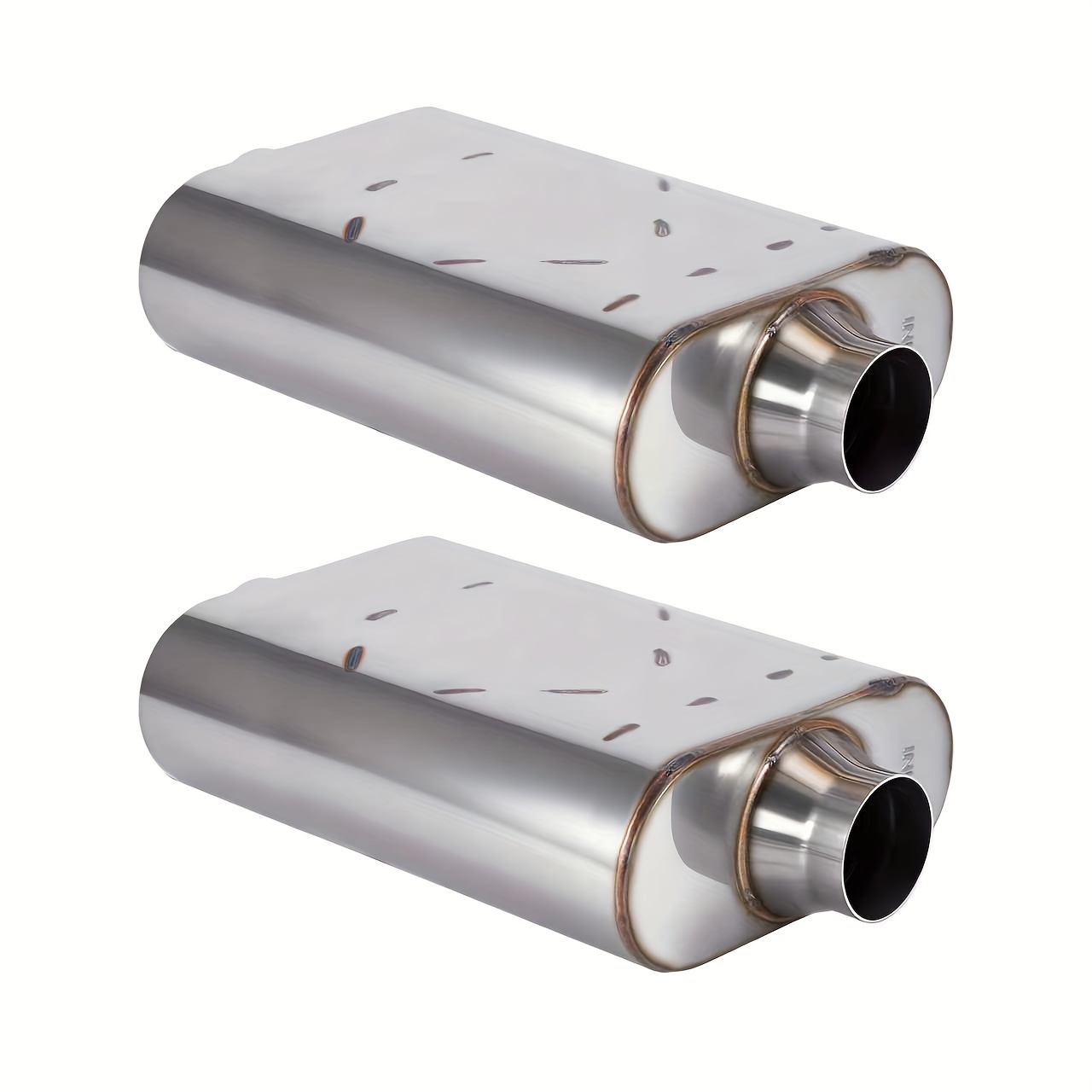 TEMU 2 Pack Stainless Steel Exhaust Muffler For Cars And Trucks - Anti-corrosive, 2.5" Exhaust Muffler High-performance Chamber Design With , Overall