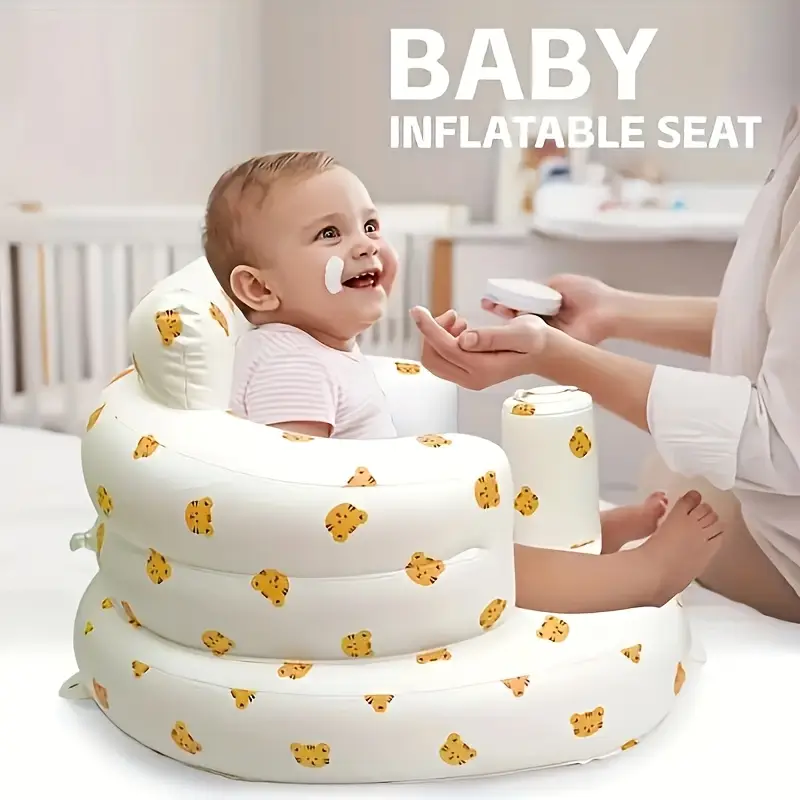 infant portable folding inflatable sofa chair with cushion multi functional baby support seat for home nursery mixed colors pvc material seating decorative baby chair durable pvc material baby chair sof details 0