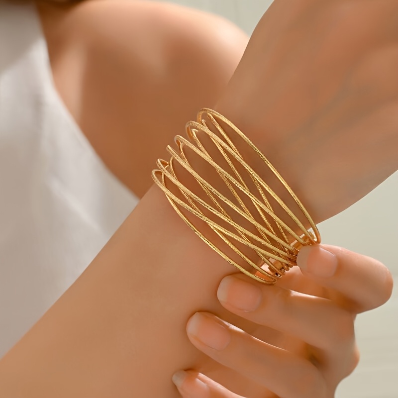 TEMU Pulsera Cruzada de Metal para Mujeres - Diseño Ajustable de Alambre Entrelazado, Joyería Versátil para del Enfermero, y Ocasiones Especiales,