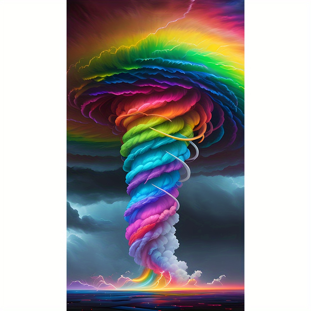 

Colorful Tornado Landscape 5d Diamond Painting Kit For Beginners - Full Round Drill Diy Mosaic Art, Vibrant Wall Decor For Home, Office, Living Room - 1 Piece, 40x70cm