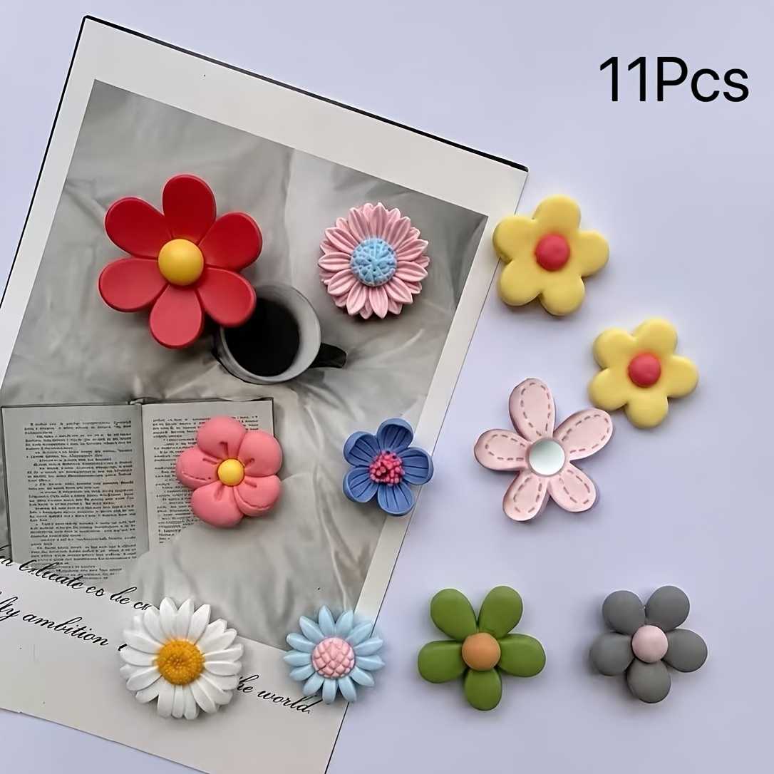 TEMU 11pcs Flower Fridge Magnets, Decorative Magnets, For Kitchen, Office, Cabinet And Dishwasher, Personalized Fridge Stickers, Kitchen And Home