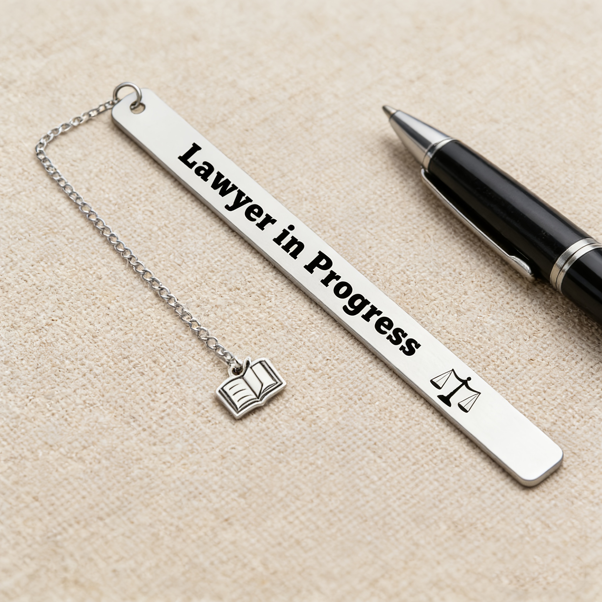 TEMU 1pc Stainless Steel Bookmark 'law Student Exclusive Stainless Steel Bookmark "growing Lawyer" English Book Pendant Legal Exam Motivational Gift