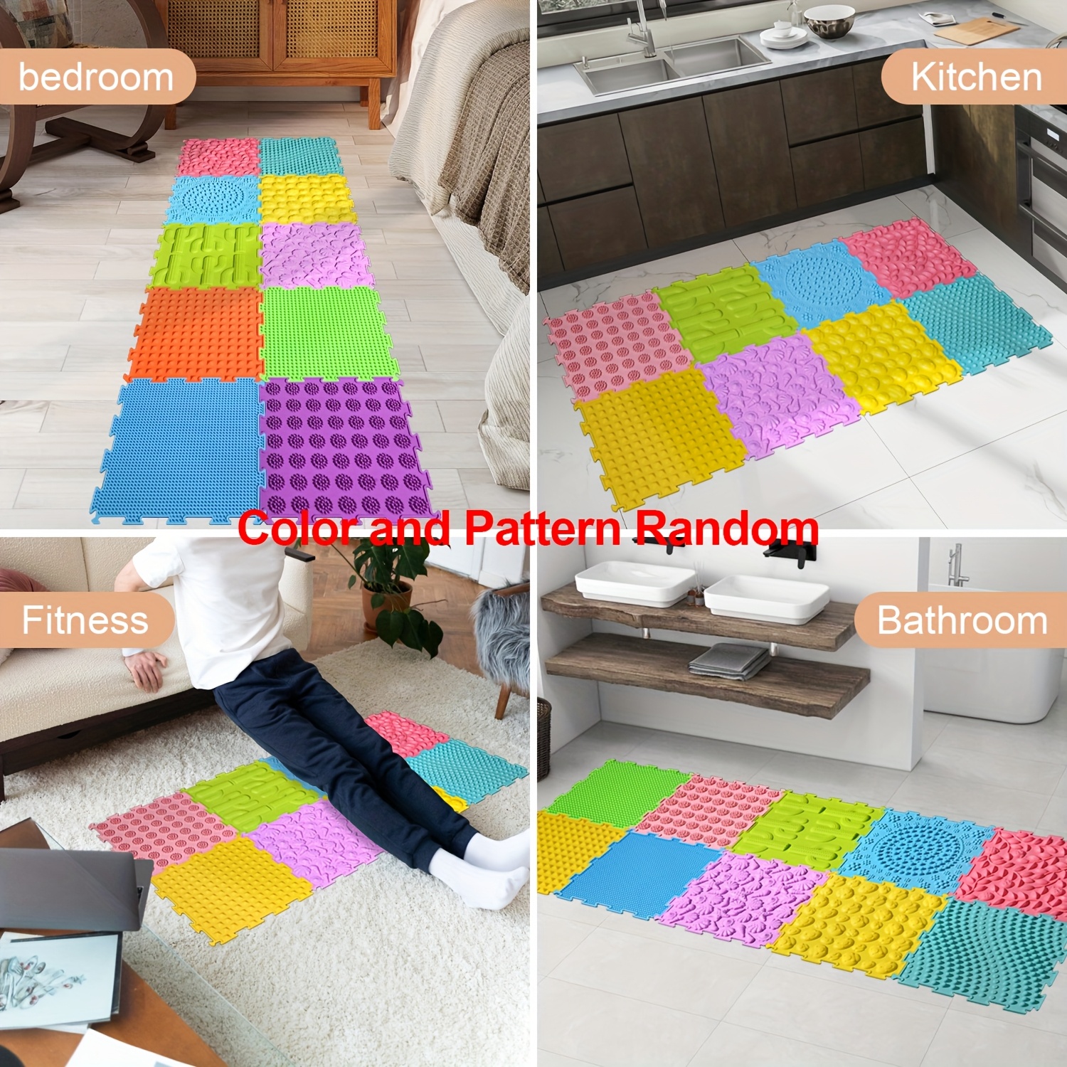 8pcs Interlocking Pilates Floor Mats for Home Fitness