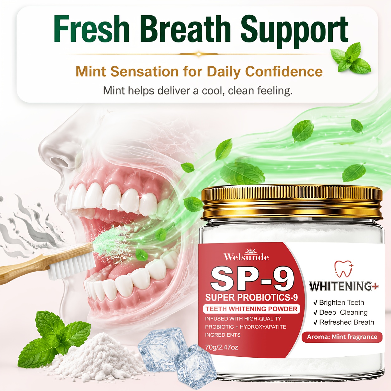 20X Super Probiotics Hydroxyapatite Tooth Powder for Deep Cleansing