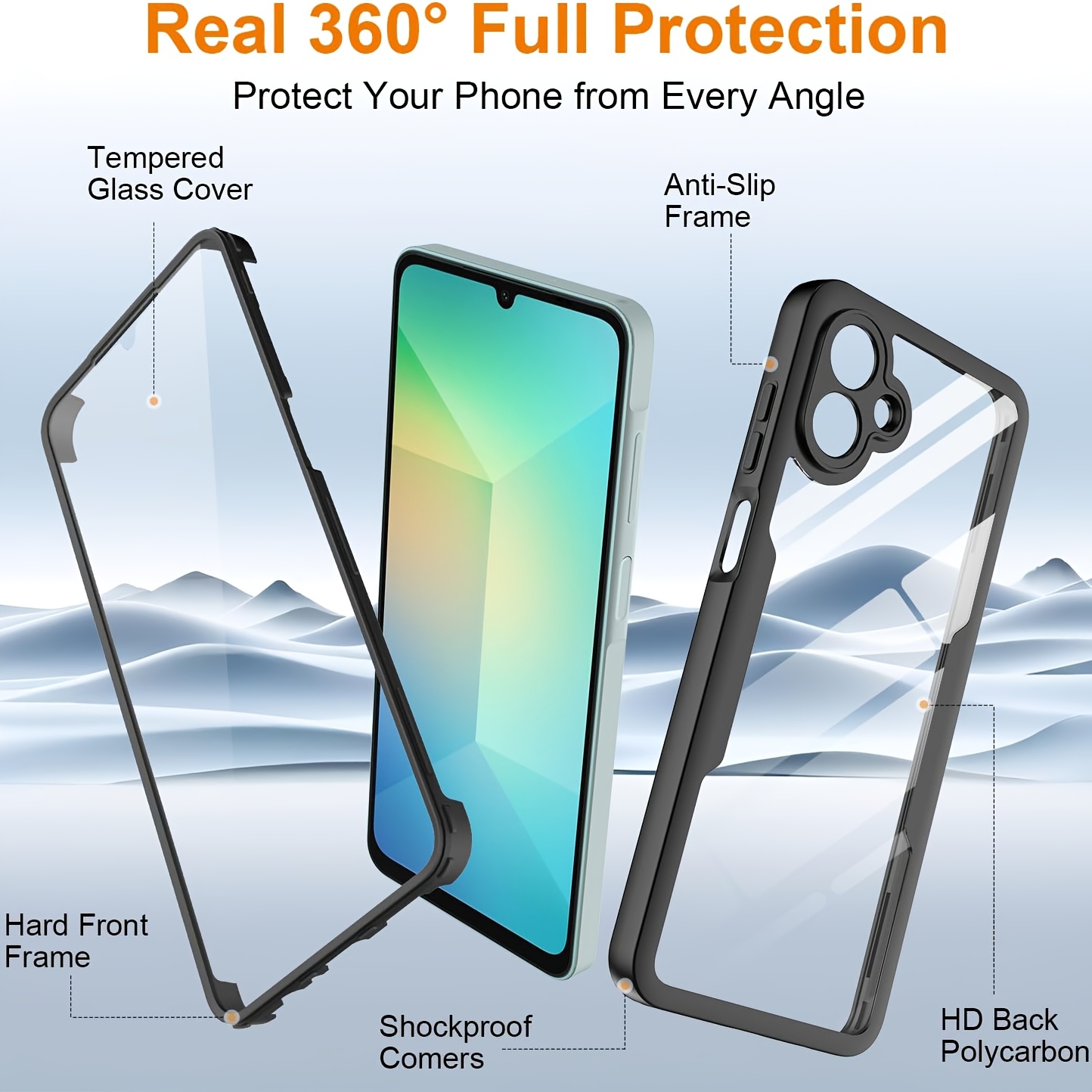 TEMU Phone Case: 360-degree Drop-proof Phone Case With Built-in Screen Protector Compatible For For Galaxy A57 A37 A27 A17 A16 A26 A36 A56 A06 A07
