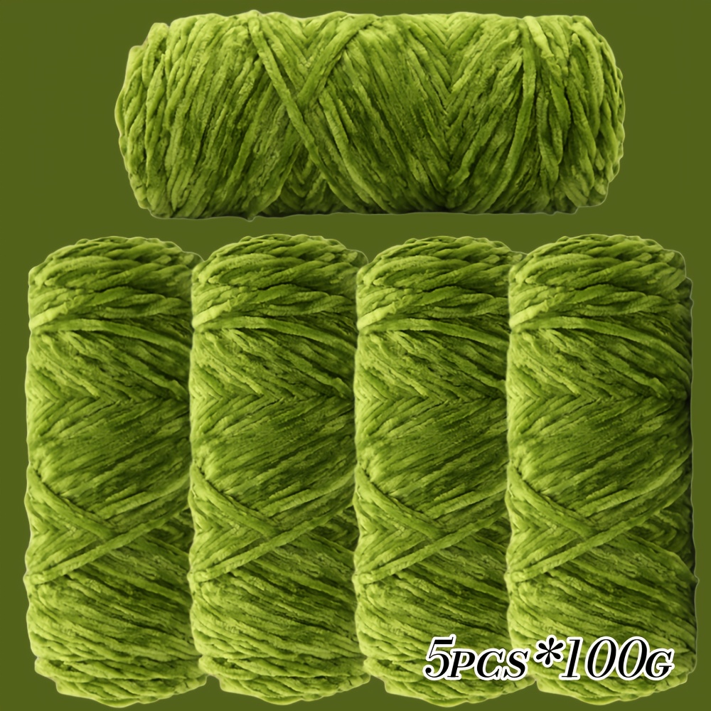 TEMU 5pcs Chenille Yarn, 500g - Plush Velvet Yarn For Crocheting Blankets And Hats | Warm, Thick, And Shape-retaining Diy Craft Yarn