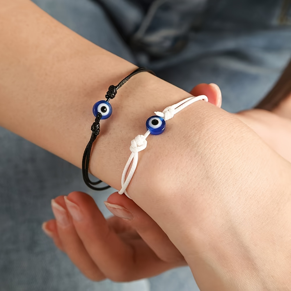 Vintage Evil Eye Bracelet Set - Hand Woven Rope Accessories