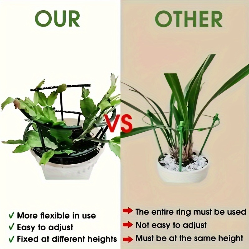 8pcs/Set (4 Curved Rods + 4 Straight Rods), 9.84-Inch Plastic Plant Support Stake Ring, Suitable for Greenhouse Garden, Semi-Circular Fixed Rod for Indoor Flowers And Climbing Plants, Flexible And Adjustable Bonsai Tool, Easy to Fix Height