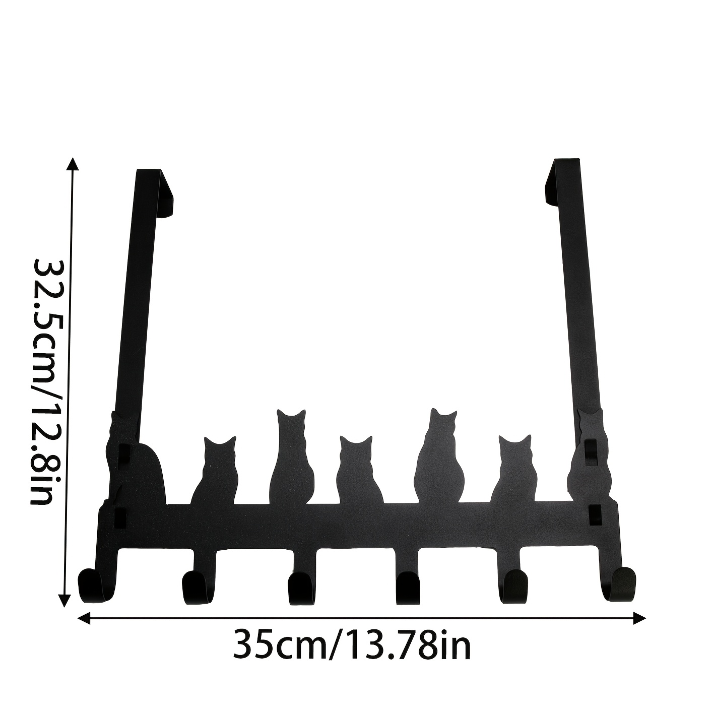 E-shop 1 Stück Metall-Kunst Katzenform 6 Haken ohne Bohren - Türmontierter Aufbewahrungsorganizer, geeignet für Badezimmerutensilien, Handtücher,