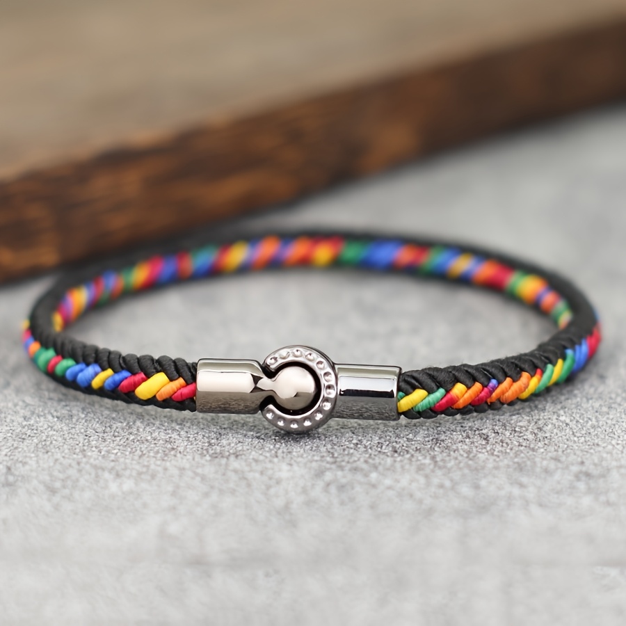 vintage braided bracelet men women hand woven colorful hand rope magnetic clasp braclet friendship gift couple jewelry pulseras