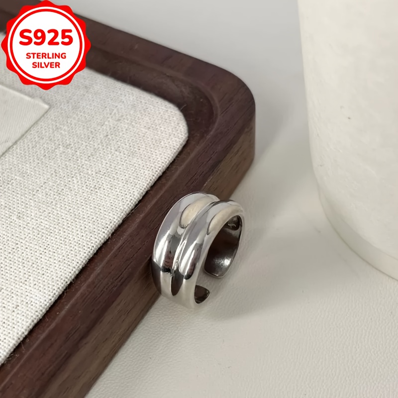 925 Silver Double Layered Stacking Ring Hypoallergenic Minimalist Daily Wear
