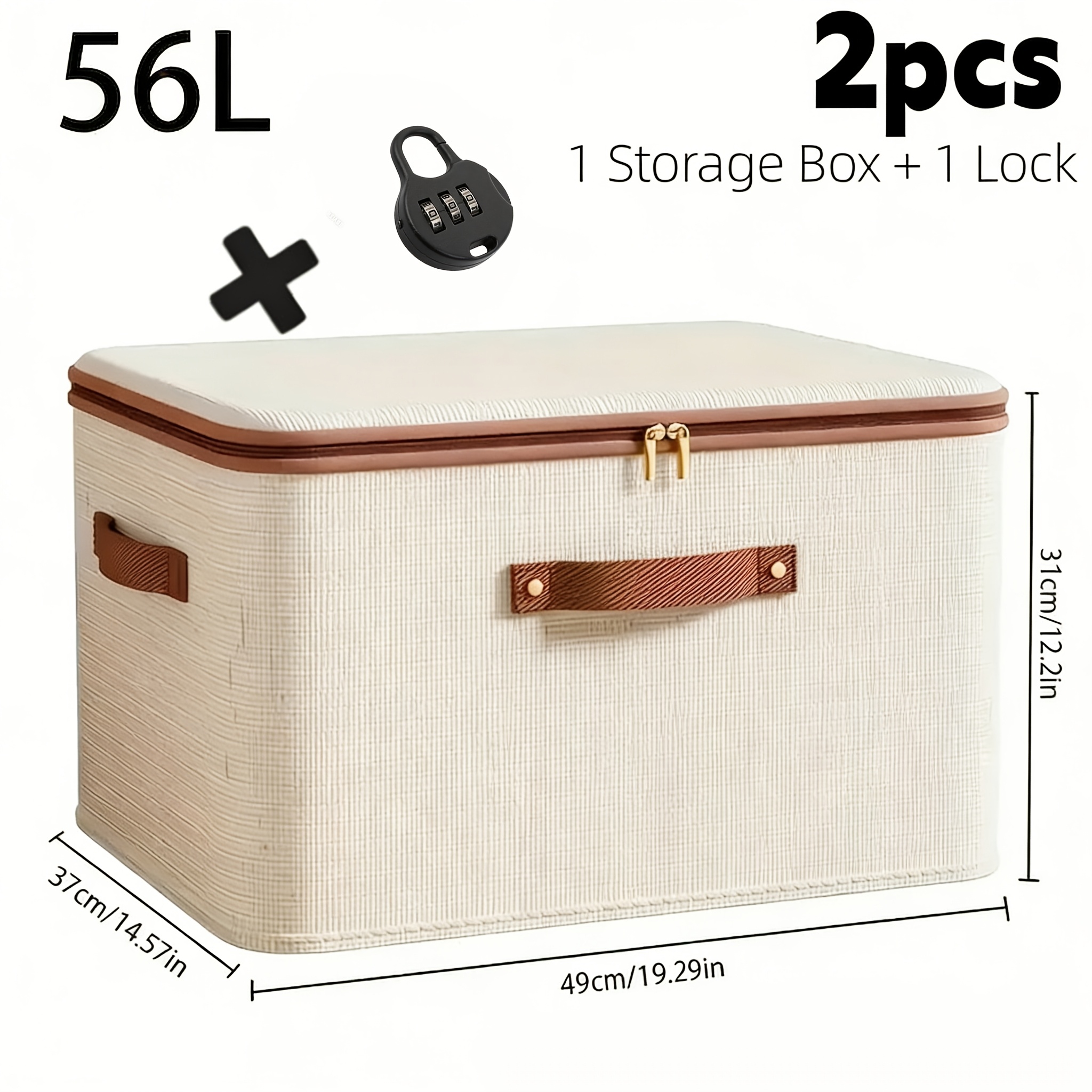Xhsgh 2pcs Set(1 Storage Box+ 1 Lock) Collapsible, Portable Storage Box| Dustproof Fabric Organizer For Clothes, Quilts, Bedding, And Garden Storage- Space-, Versatile, Under-bed Storage