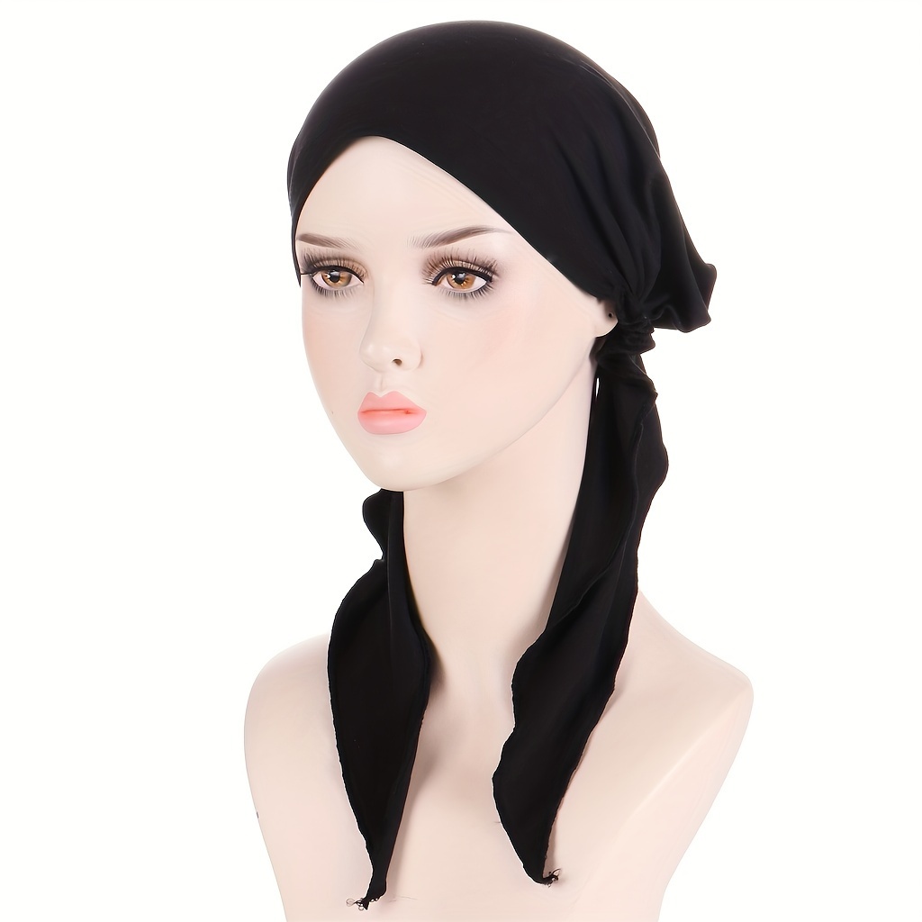 Solid Color Color Turban Hat For Women Boho Head Wraps Elastic Beanies Hijab Hats Ramadan Headscarf Hijab Cap Chemo Cap Inner Cap Underscarf