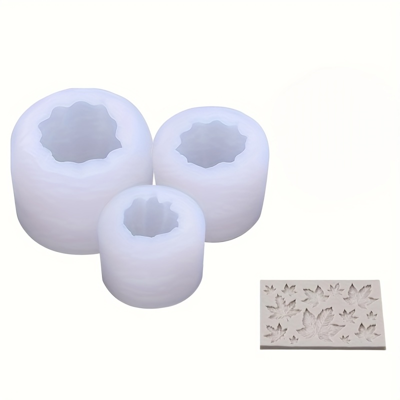 Image of 4pcs Pumpkin Candle Holder Making Silicone Molds, Maple Leaf Silicone Molds, 3d Pumpkin Silicone Molds For Epoxy Resin Casting Thanksgiving Halloween Diy Art Gifts Home Decor