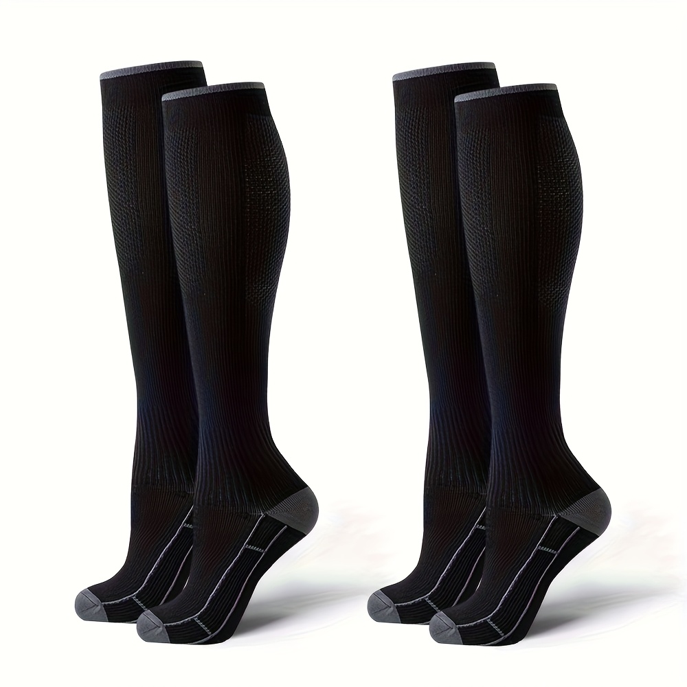 Compression Socks For Men And Women, 15-20mmhg Circulation Support Socks, Comfortable Knee High Stockings For Running Travel - Sports And Casual Attire