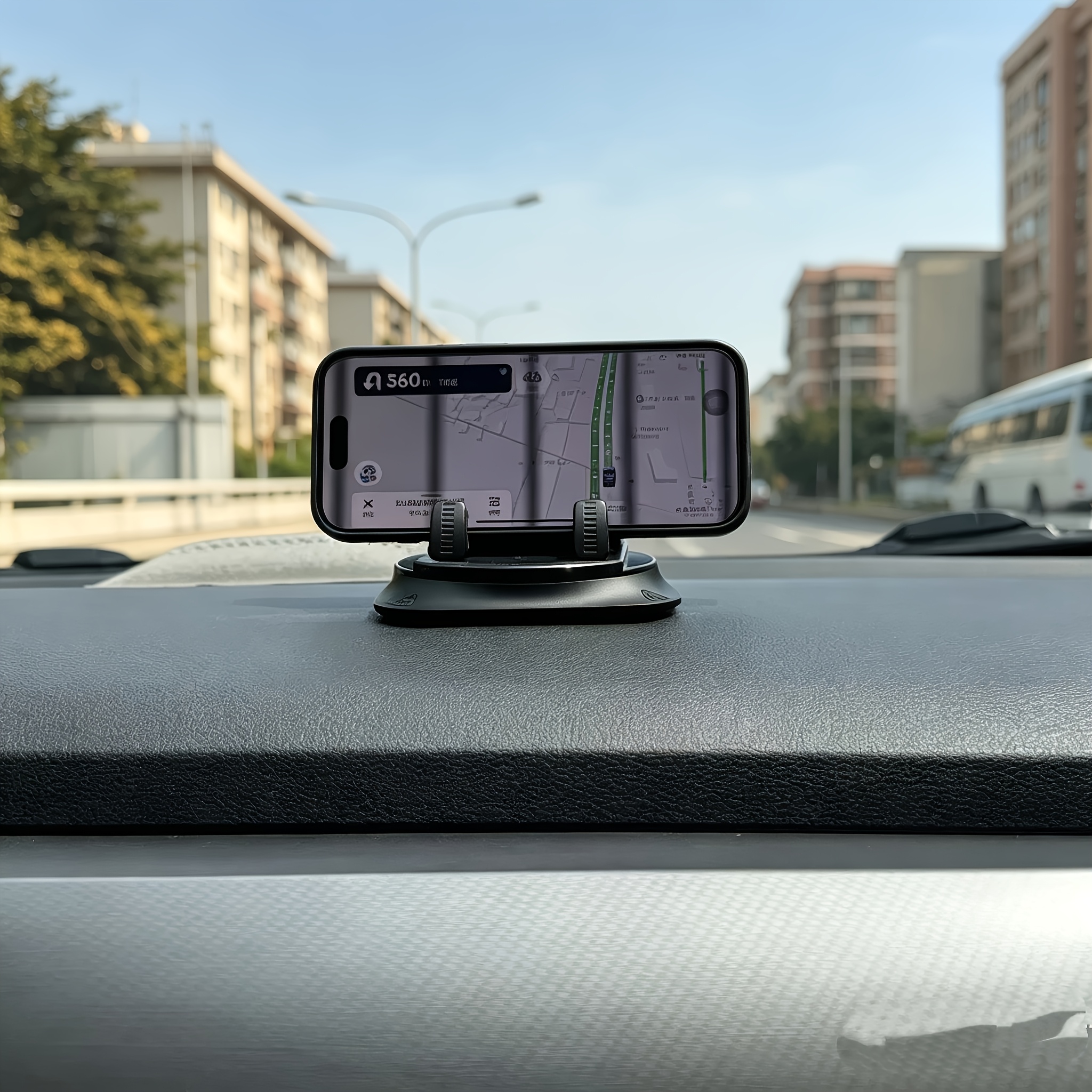 Image of 360° Rotatable Car Phone Holder, Made Of Abs Material With Anti-slip Pad. Suitable For Dashboard Use In Cars, Offices, And Homes. Patterns May