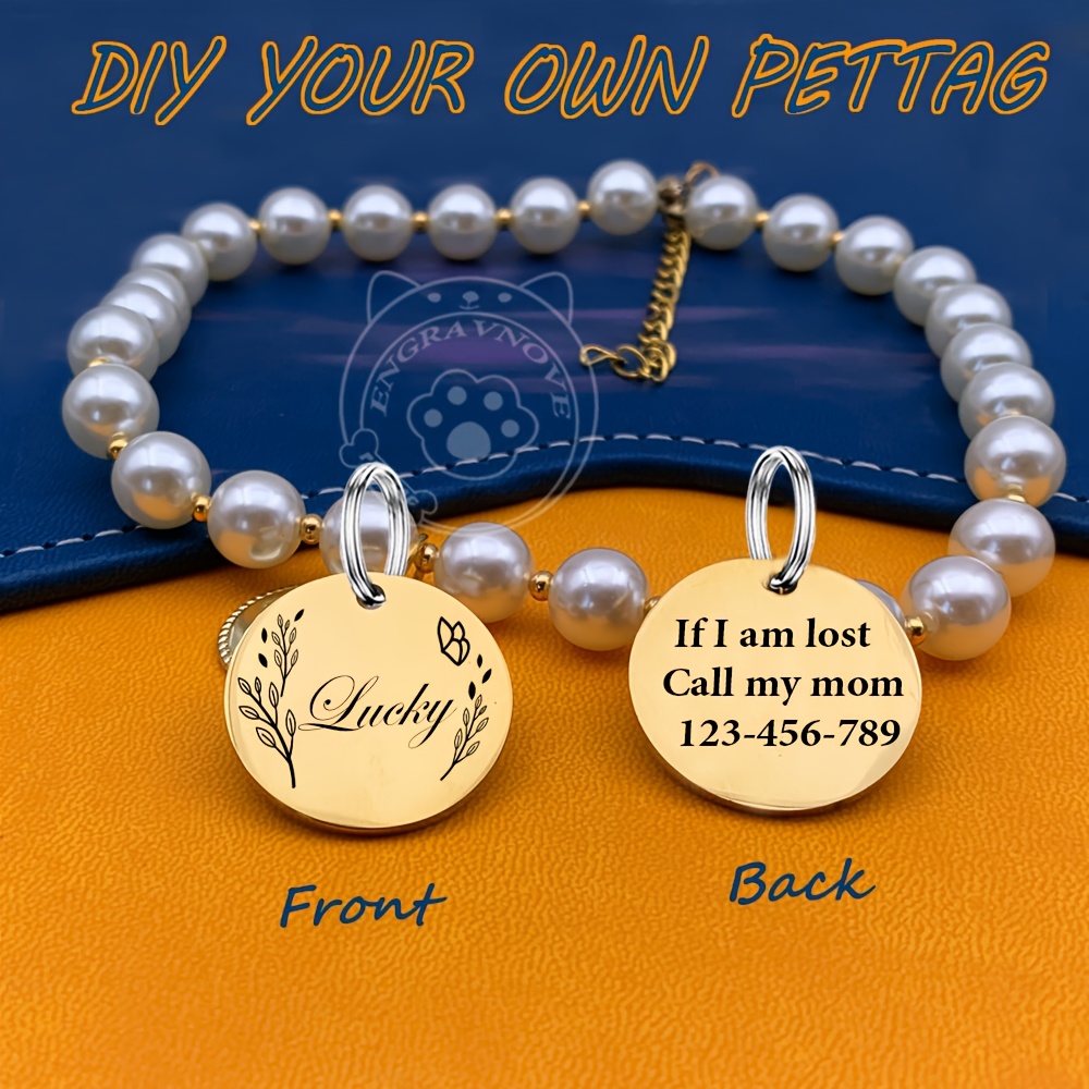 TEMU Customized Double-sided Engraved Tag, Dog Tag, Dog Collar Pendant Name Tag, Cat Collar Name Tag, Dog Id Tag, Name Tag, Pet Tag