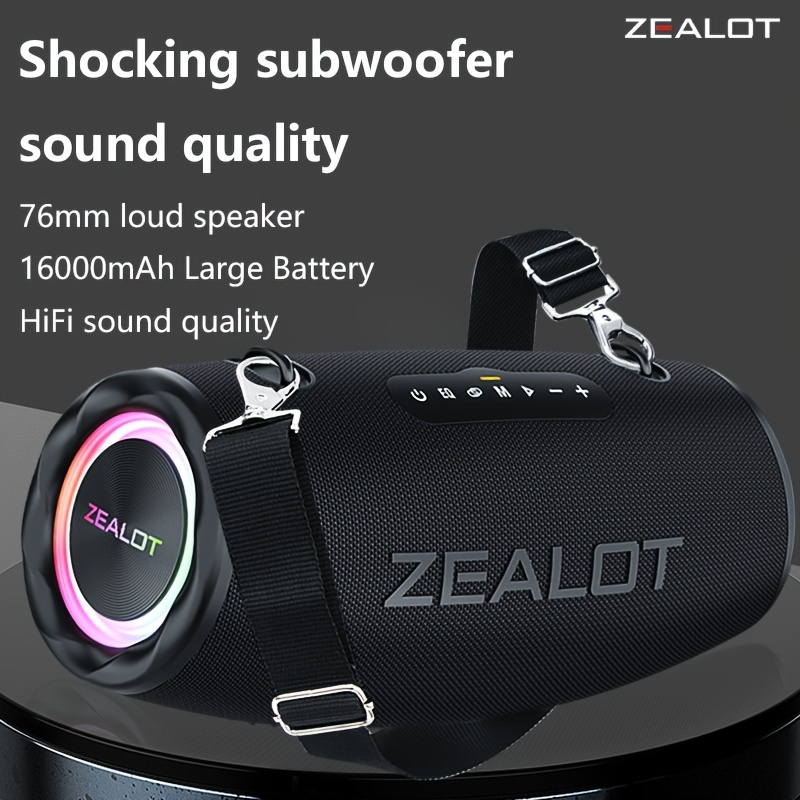 

Zealot S87 80w Wireless Speakers, Ipx 5 Portable Subwoofer , Pairing, 16000mah Battery, , Bass. Charging , Phone/tablet/tv. For , Car, Camping, .