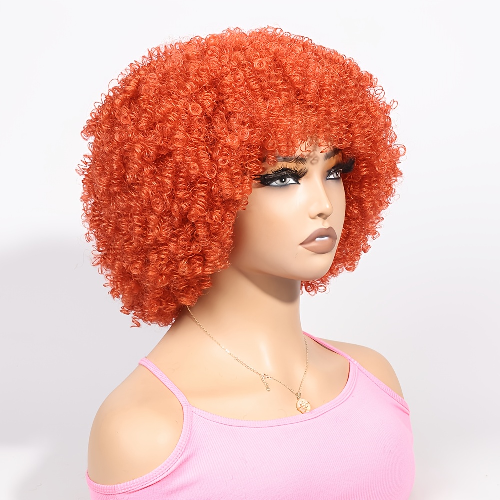 TEMU 1pc Women's 9mm Wool Wig, Red Wig, All-match Head Cover Style Wig, Full Wig Head For Halloween Cosplay