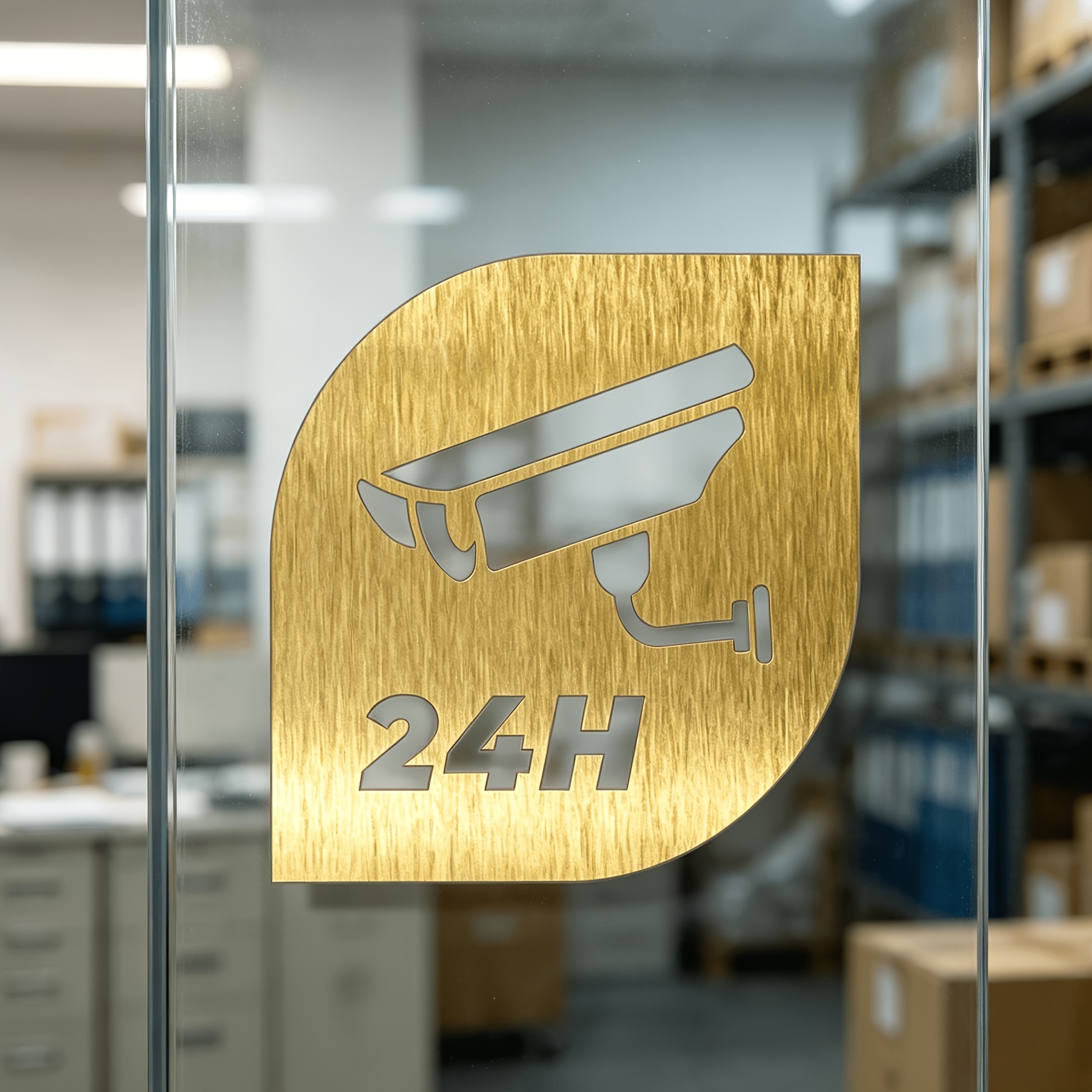 TEMU 1pc 24 Hour Cctv Sign With Adhesive Strip, Laser Engraved Hollow Shape, 4.72 X 4.72 Inches, Brushed Stainless Steel, Durable Anti-slip Metal